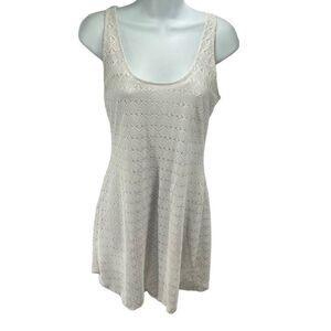 Athleta crochet shift Dress Lace Sleeveless Lined Scoopneck Stretch white Small